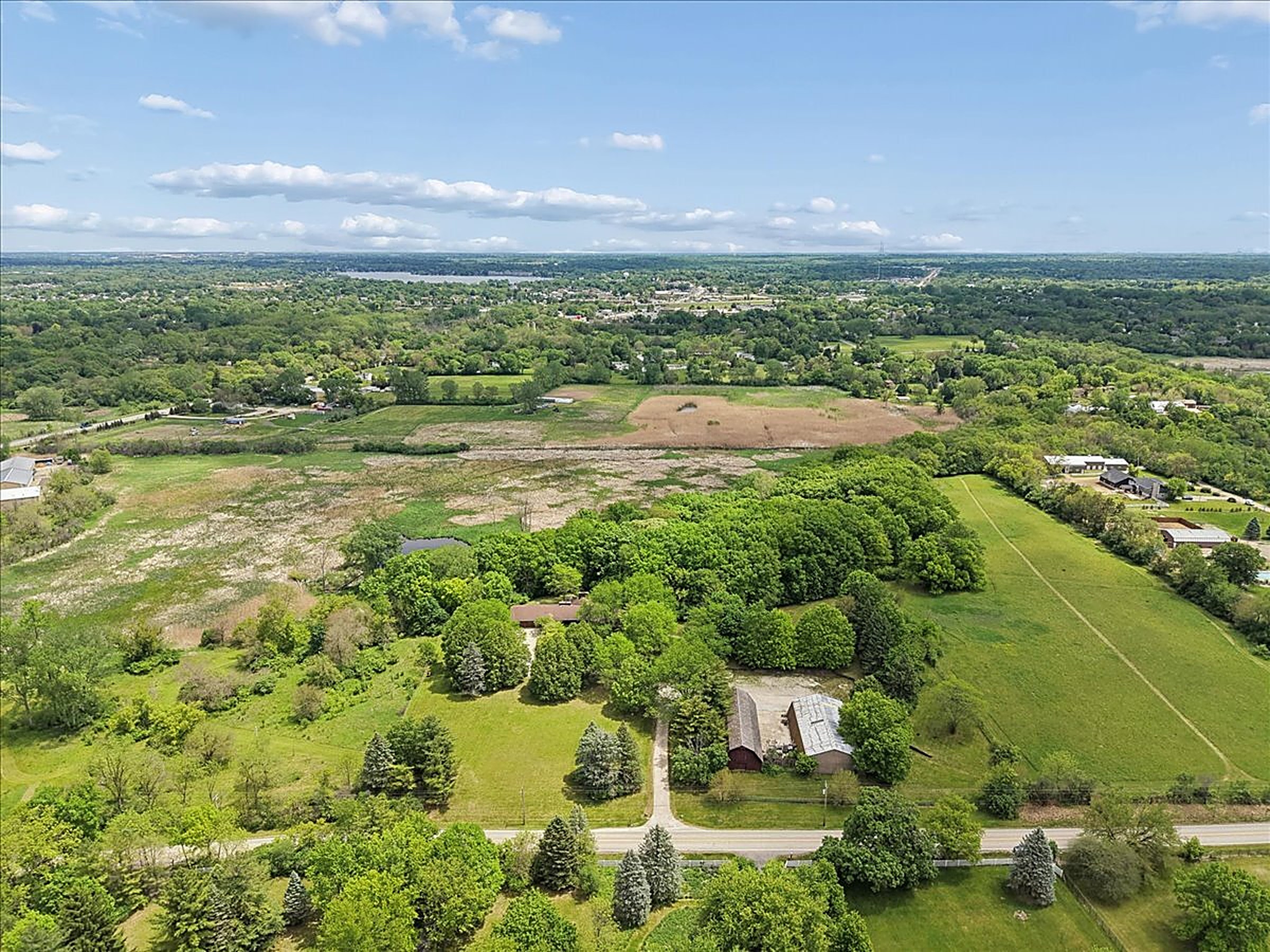 Aerial view of the 40 acre property at 27125 North Williams Park Road, Wauconda